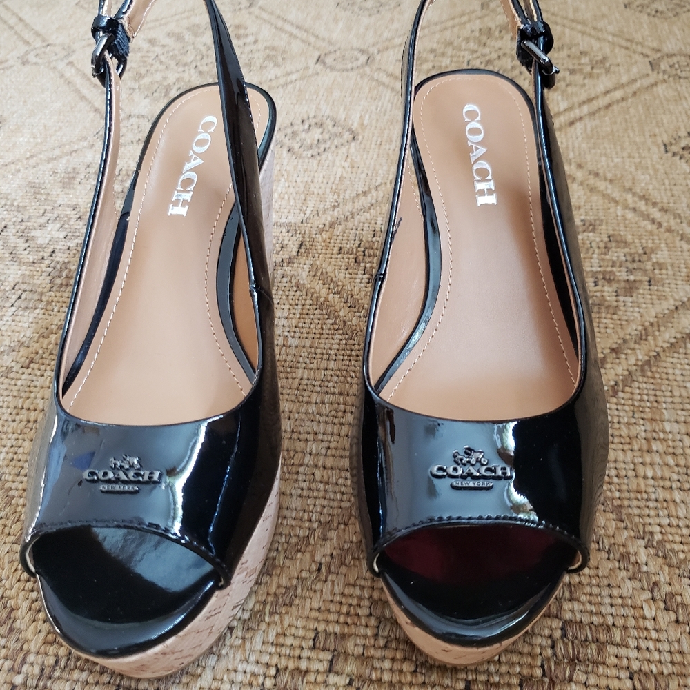 Coach woman's open toe shoes 3 inch heal
